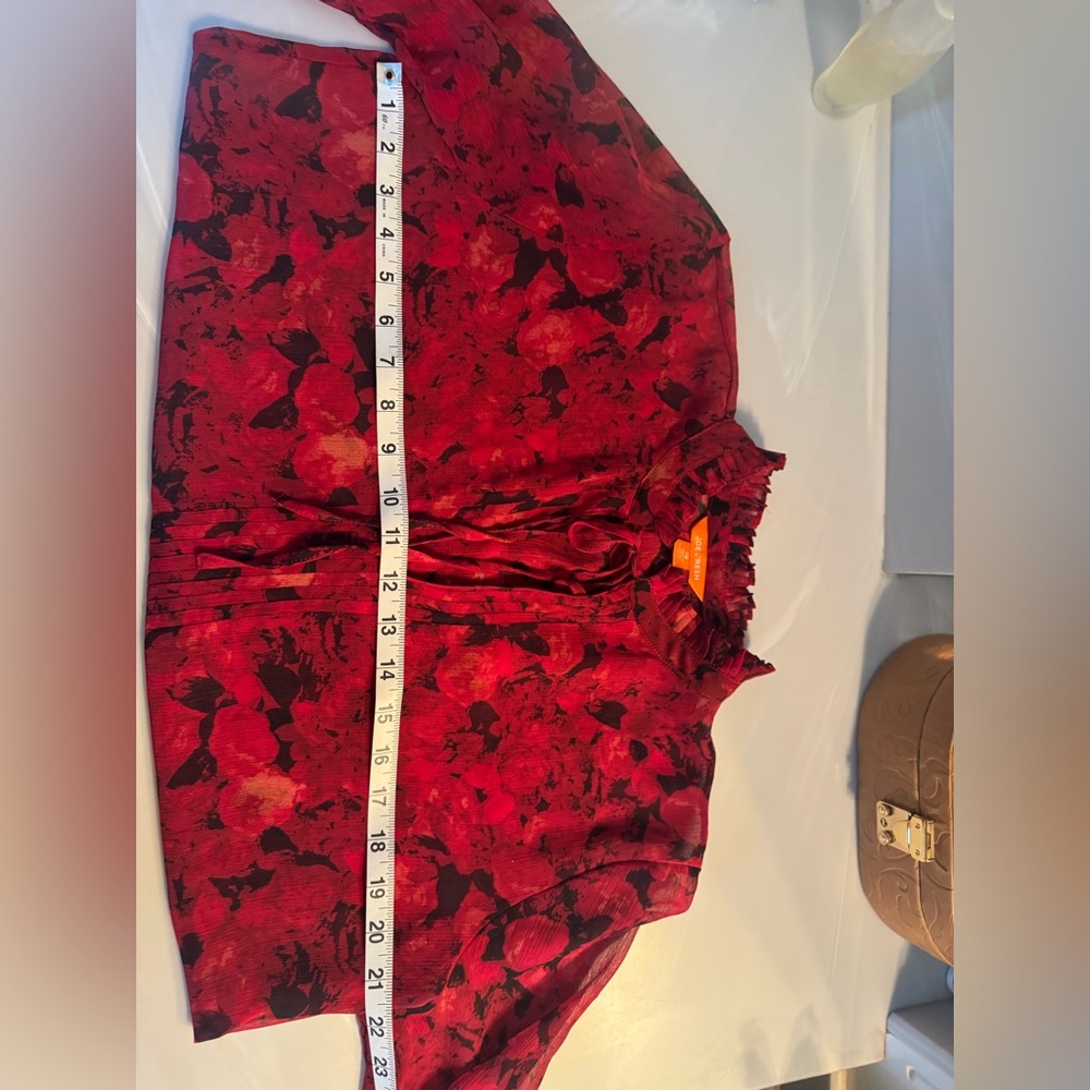 Joe Fresh Red and Black Floral Blouse US Large - Picture 8 of 8